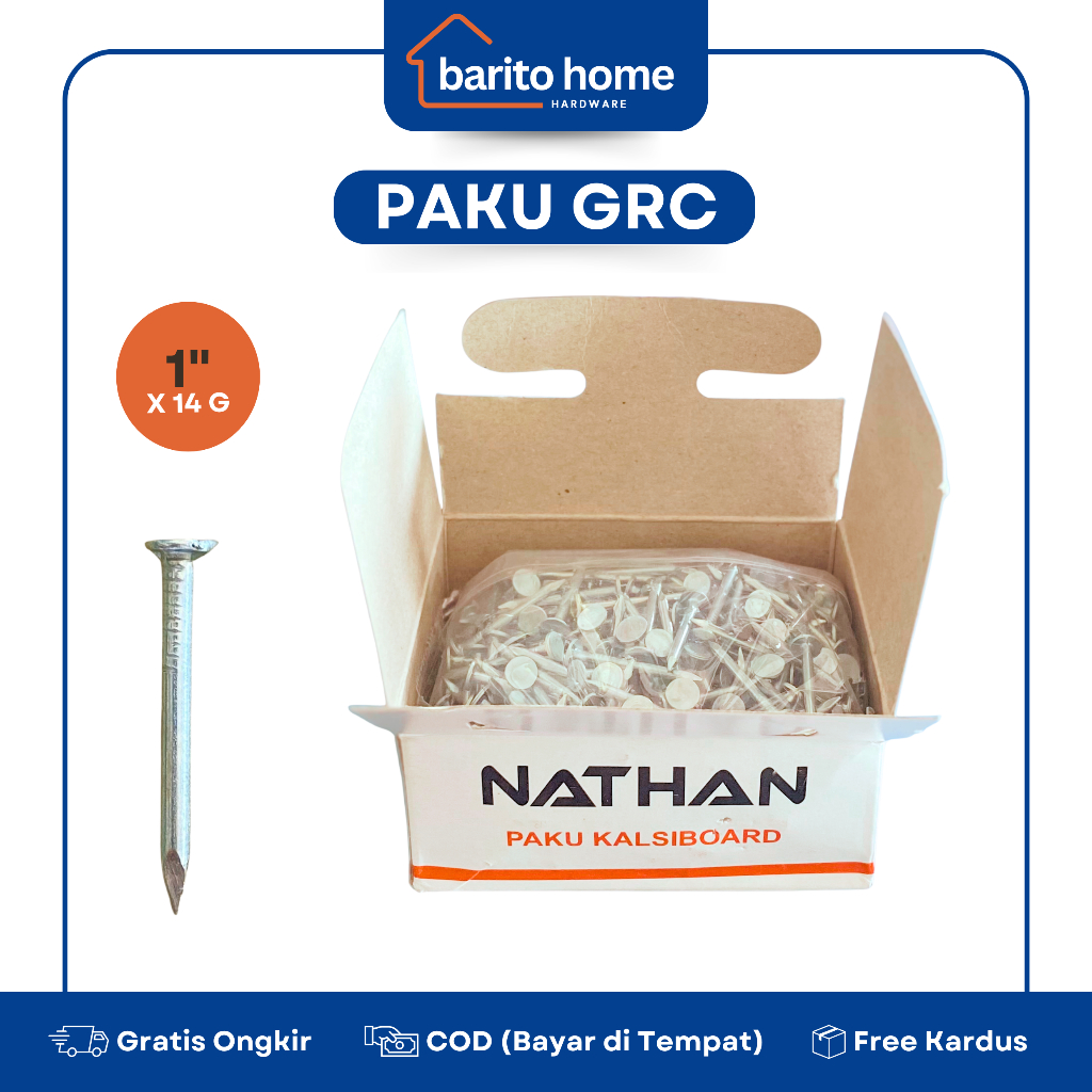 Nathan Paku GRC Kalsi Board Calsiboard 1" Inch (2,5 cm) x 14 G / Paku GRC Kayu Murah Tebal