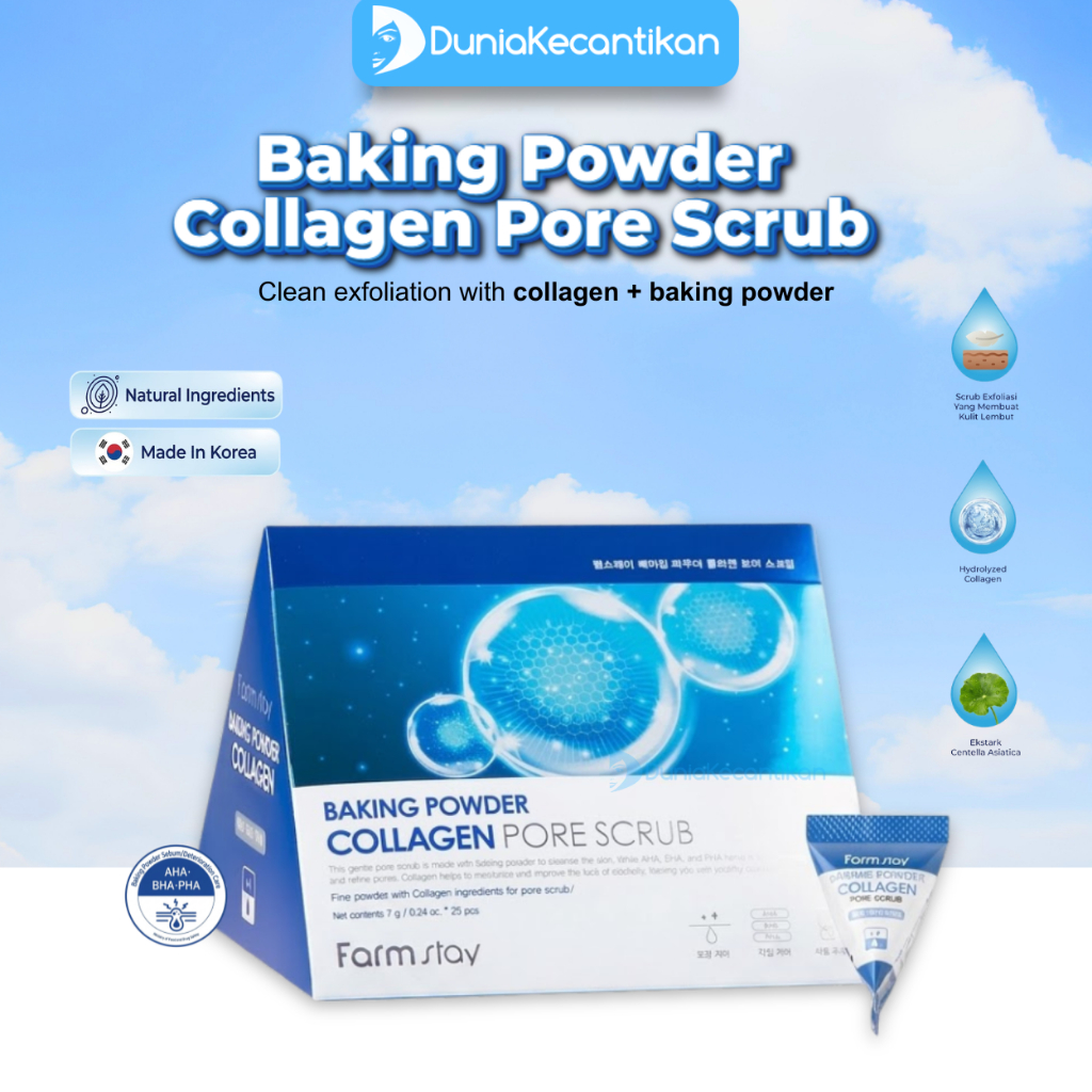 Farm Stay Baking Powder Collagen Pore Scrub 7g*25 Farmstay Gentle Exfoliating Cleansing Pori-Pori
