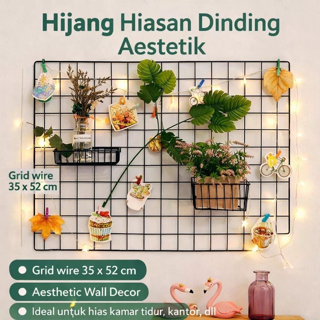 HIJANG grid wire mesh hiasan dinding besi kotak /dekorasi rumah