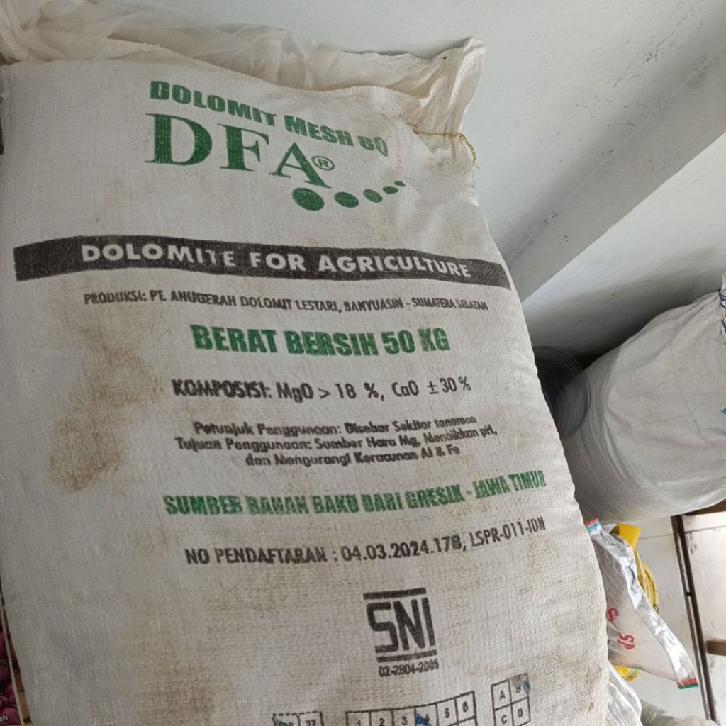 Pupuk Dolomit DFA kemasan 50 kg