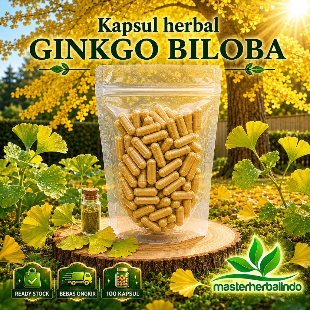 Kapsul Curah Herbal GINKGO BILOBA 200x600mg Daya Ingat Anti Aging Sendi