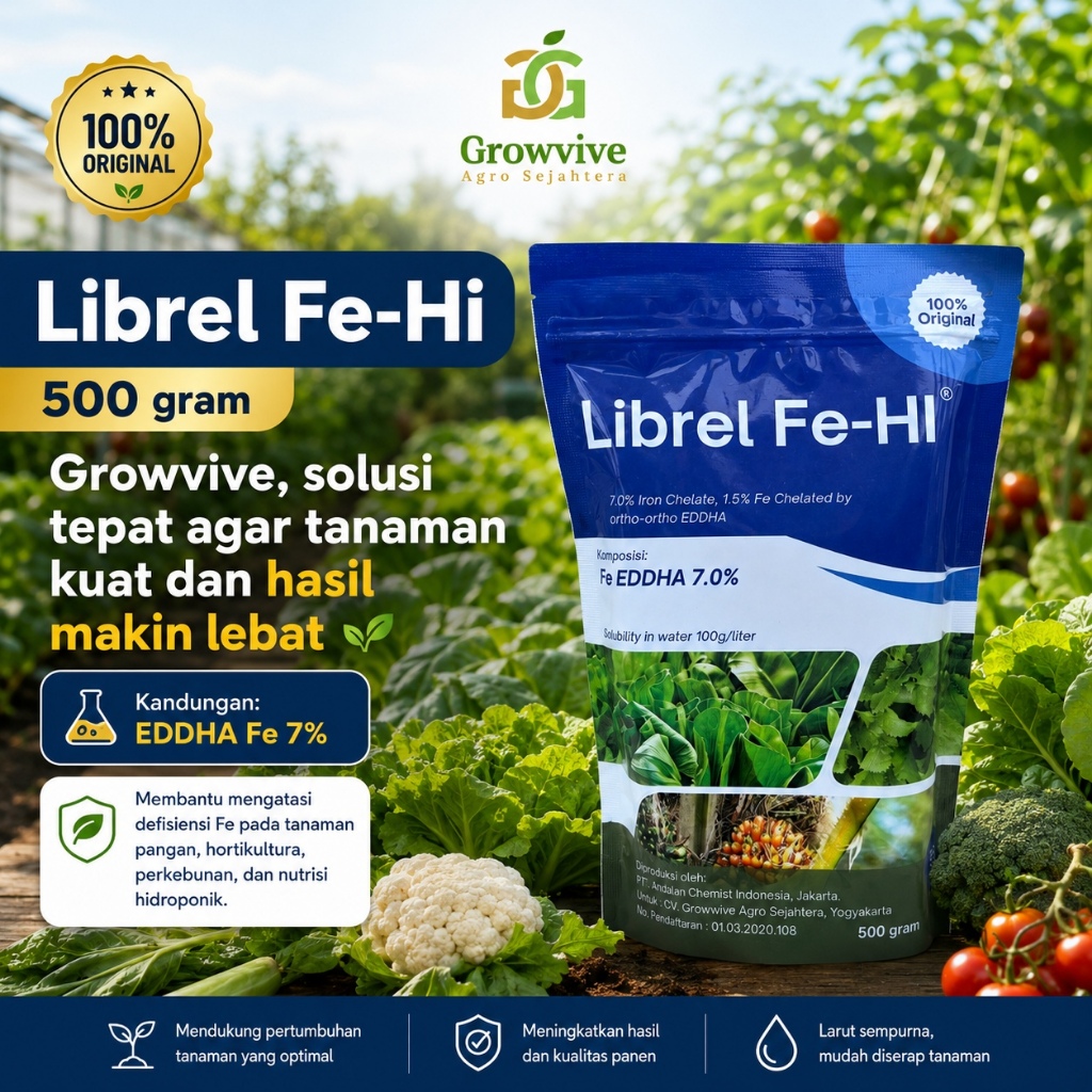 Pupuk Mikro Librel Fe-Hi (Fe EDDHA) 500 gram