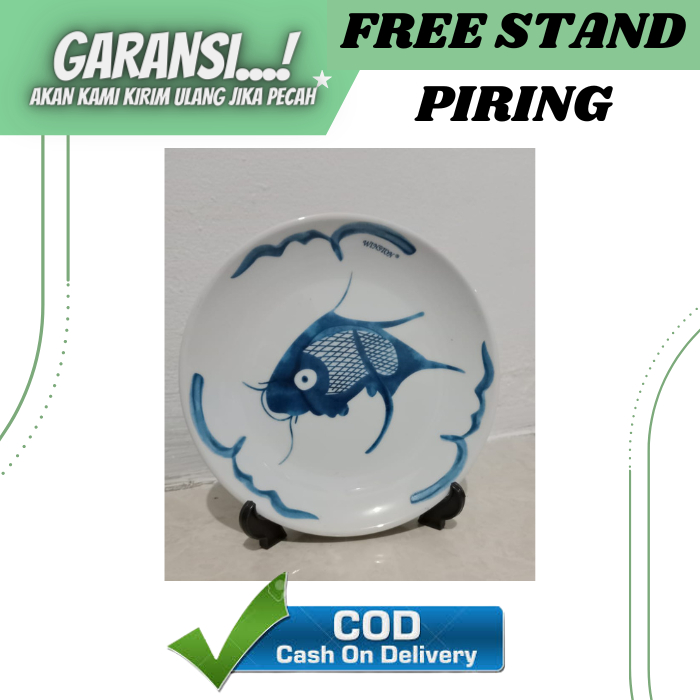 PIRING KERAMIK HIASAN PAJANGAN DINDING WALLDECOR MOTIF IKAN