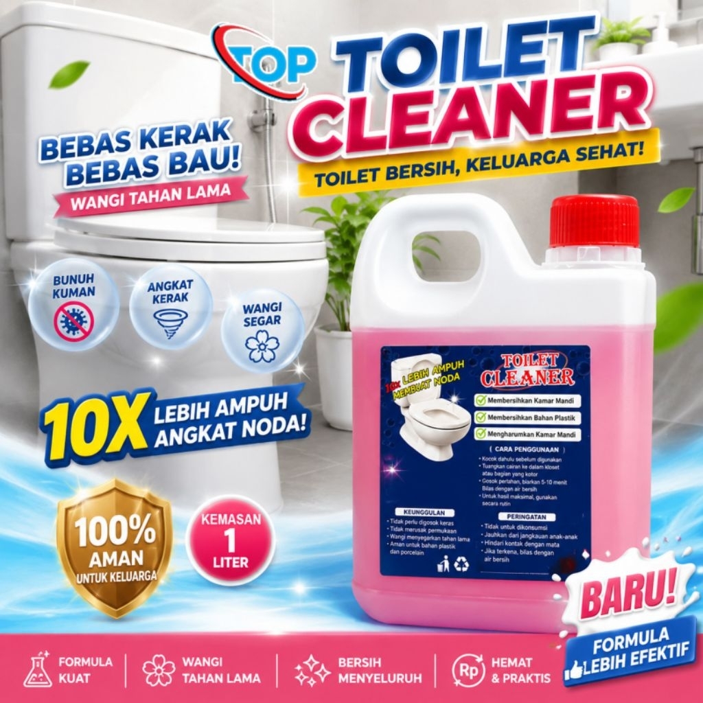TOP TOILET CLEANER Pembersih Kerak Kamar Mandi/Bak Kamar Mandi/Dinding Kamar Mandi