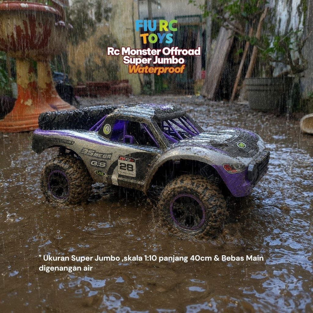 Mobil Rc Jeep Offroad 1:8 Anti air ukuran super Jumbo remote control hadiah koleksi