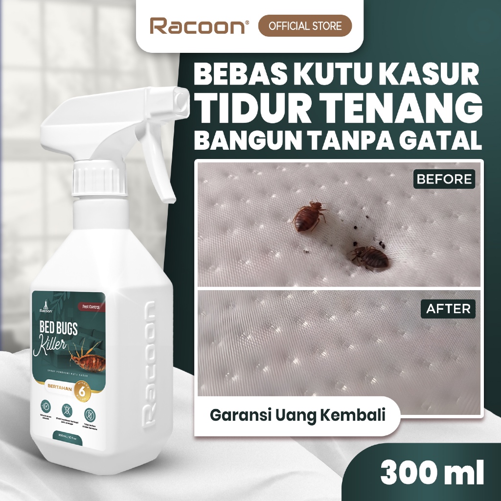 RACOON Bed Bugs Killer Spray Anti Kutu Kasur Tungau / Kutu Busuk Tahan 6 Bulan Dengan 1x Pemakaian