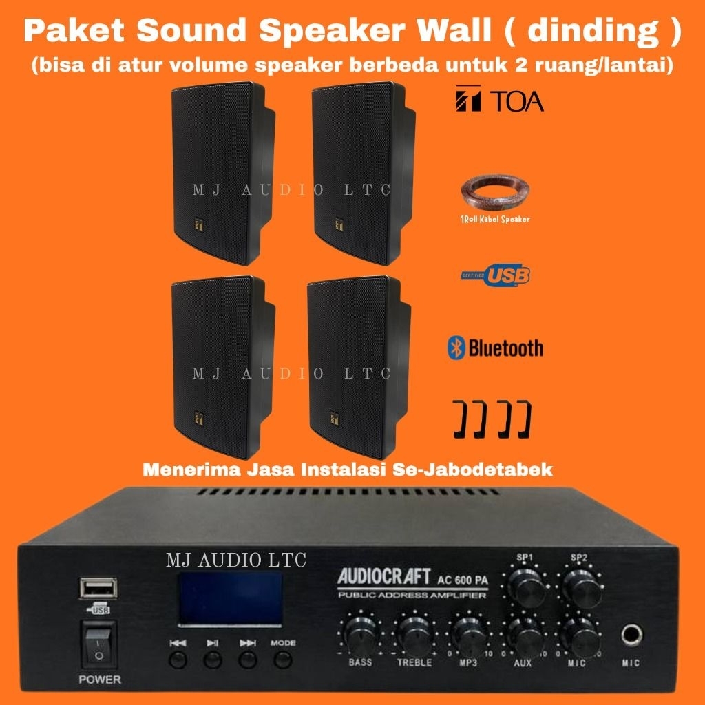 Paket Sound Musik Cafe 4 Titik Speaker TOA ZS-1030  Original Ampli Bluetooth