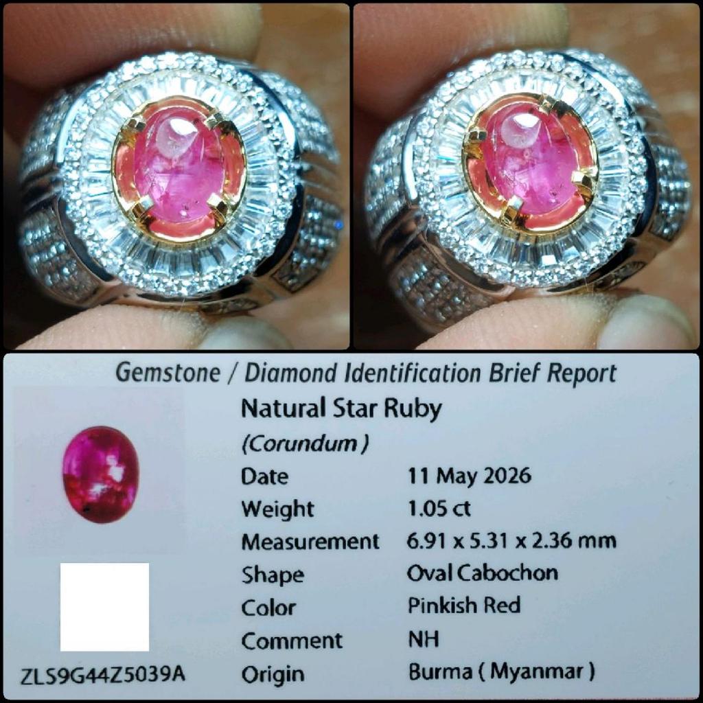 Natural Star Ruby Burma Myanmar NH No Heat Crystal Gemstone Batu Permata Merah Asli