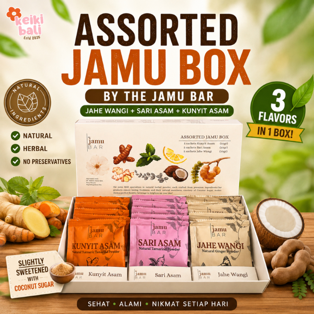 [HAMPERS] the jamu BAR Assorted Box 15 Sachet x 10g – Minuman Herbal Instan Bali | Gift Set