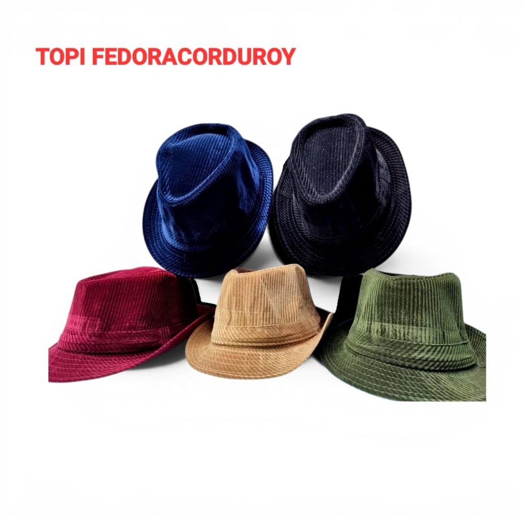 Topi Fedora Corduroy - Topi Pria Elegan dengan Desain Klasik dan Bahan Corduroy Nyaman