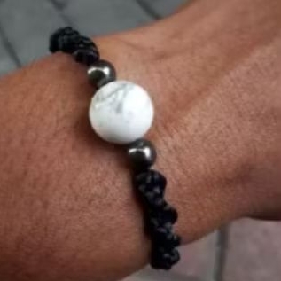 gelang buatan tangan tali shambala machrame batu asli pirus putih