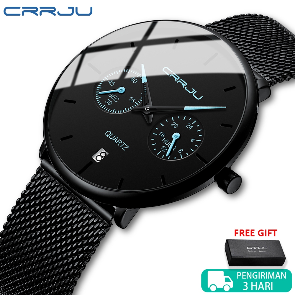 CRRJU Jam Tangan Pria Baja Penuh Kasual Jam Tangan Tahan Air Jam Tangan Kuarsa Olahraga Jam Tangan (