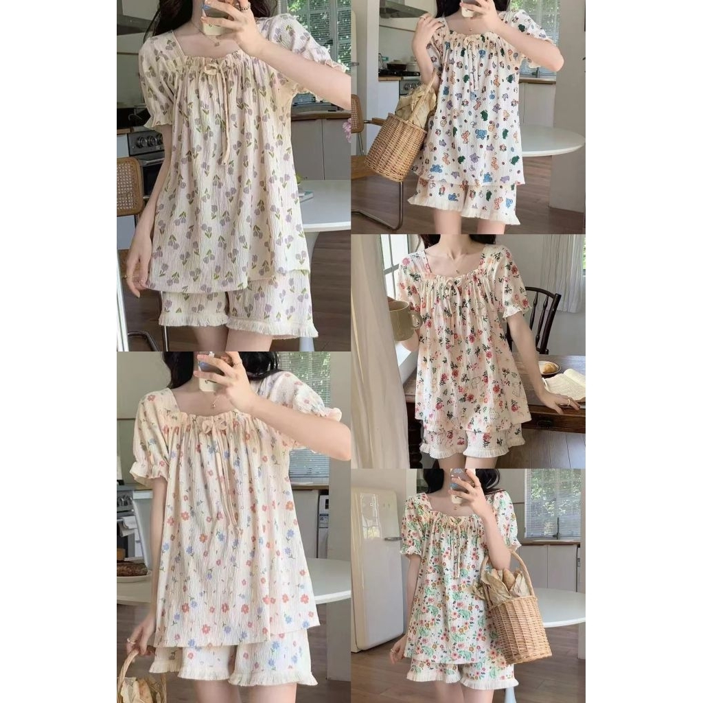 setelan piyama karet dada baju tidur wanita premium