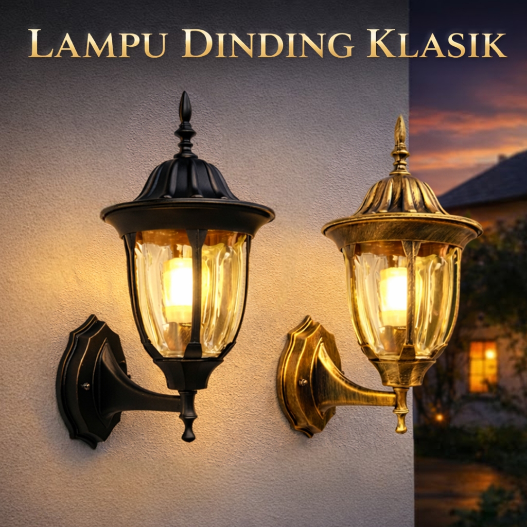 Lampu Dinding Outdoor Klasik Minimalis Vintage Lampu Teras Taman Pagar Balkon Estetik E27