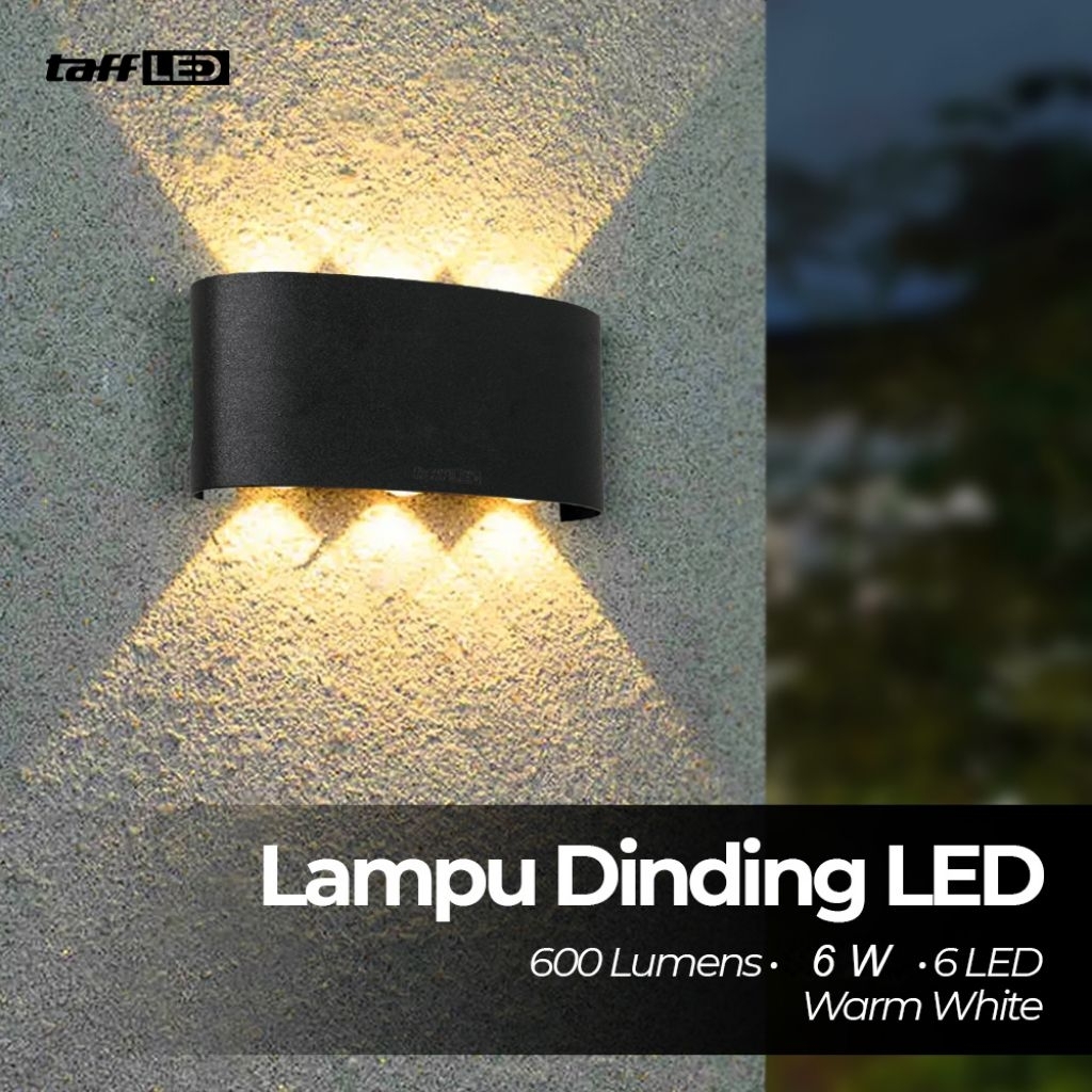 Lampu Dinding LED Indoor Plastic Body 6 LED Warm White 6W - 6T - Black