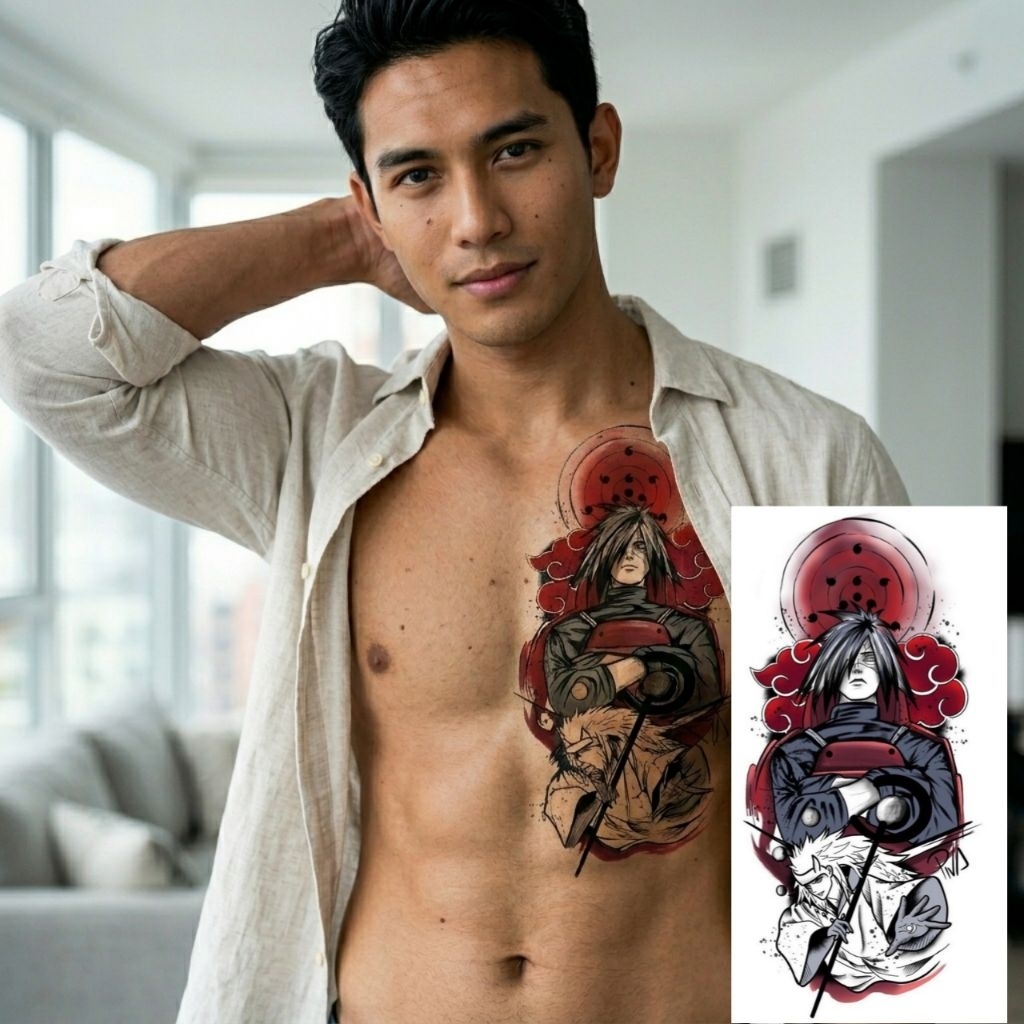 Tattoo Temporary Tato Temporer Tahan Air Sementara Motif Musuh Anime Naruto Jepang MADARA UCHIHA