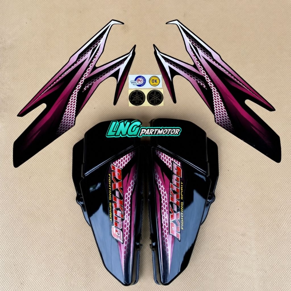 COVER BOK AKI TUTUP AKI TEPONG AKI YAMAHA RX KING NEW TAHUN 2005 WARNA HITAM STRIPING CUSTOM WARNA H
