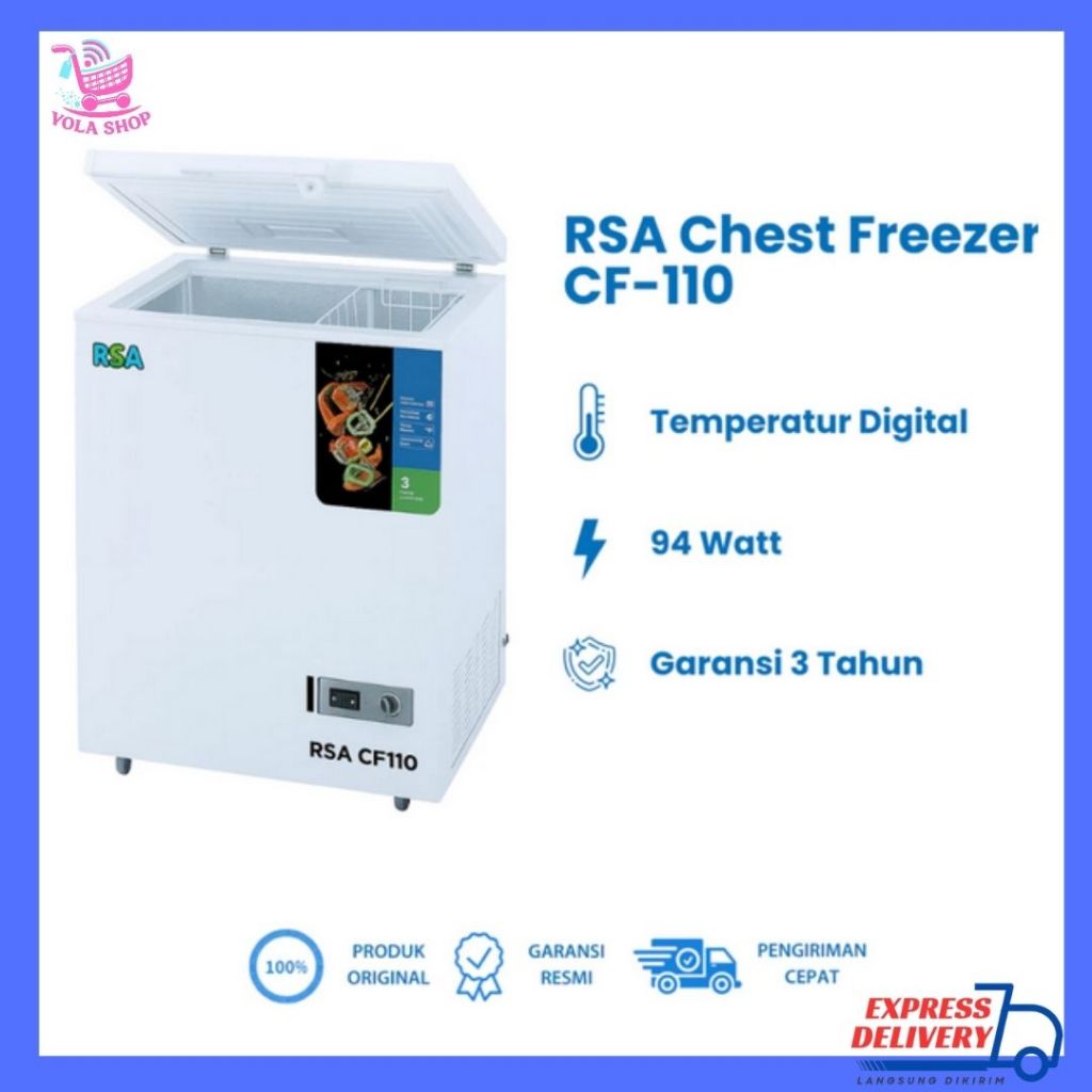 FREEZER BOX RSA Chest Freezer 96 Liter CF110 / cf 210 200 liter cf 300 liter(YOGYAKARTA DAN SEKITARN