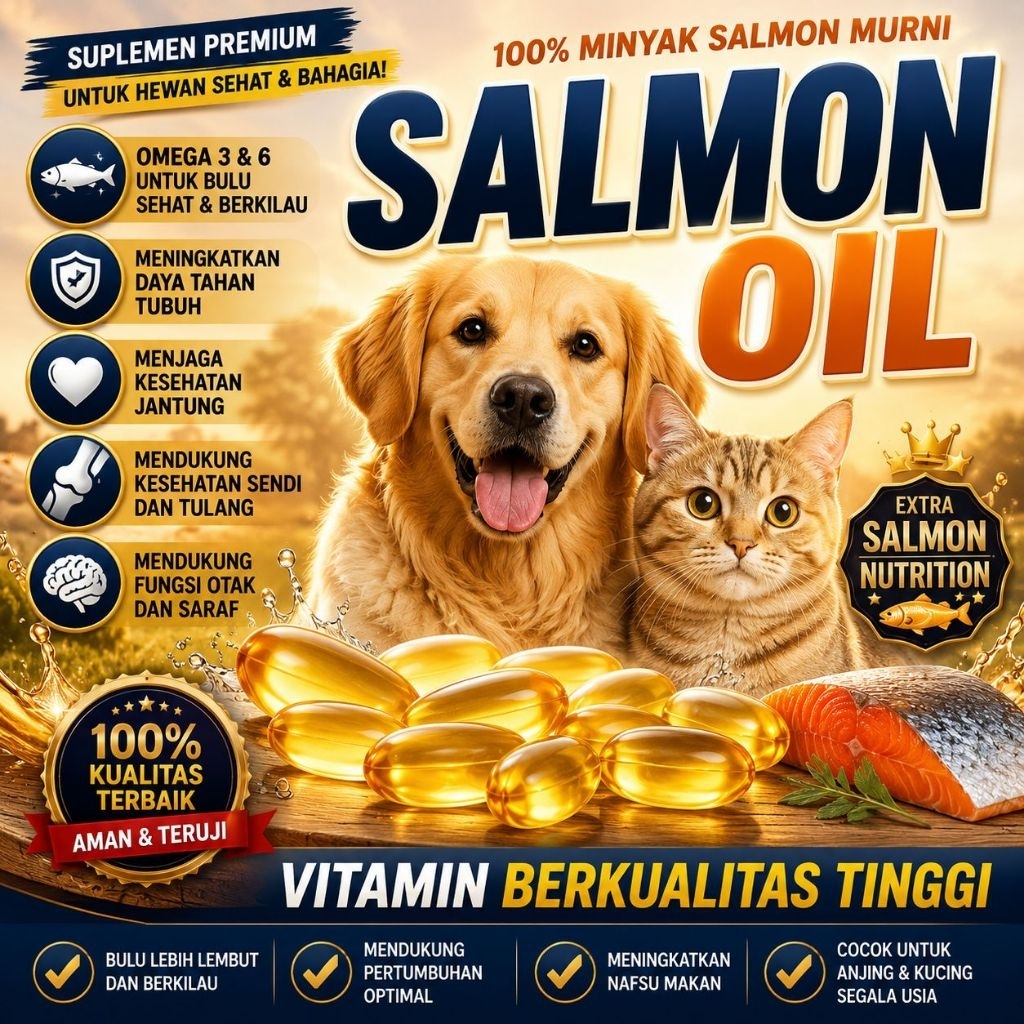1 KAPSUL SALMON OIL - Minyak Ikan Salmon Kucing Omega 3 Kucing Vitamin Kucing Multivitamin Penambah 