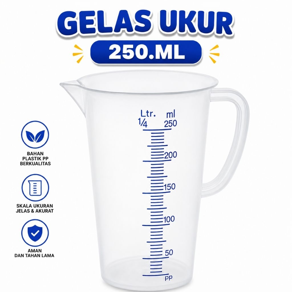 Gelas Ukur 250 ML Green Leaf/Gelas Takar 250 ML Plastik Merk Green Leaf