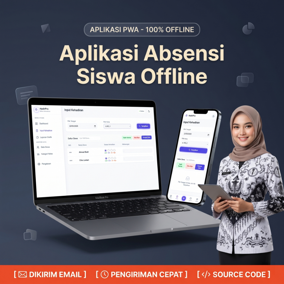 Source Code Aplikasi Absensi Siswa Offline HTML JS Tanpa Database PWA