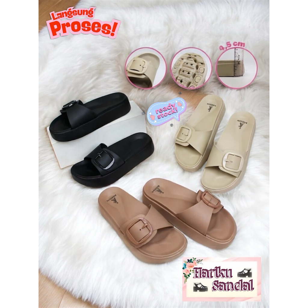 Sandal Slip On Wanita One Gesper Wedges Cans Balance 809-A