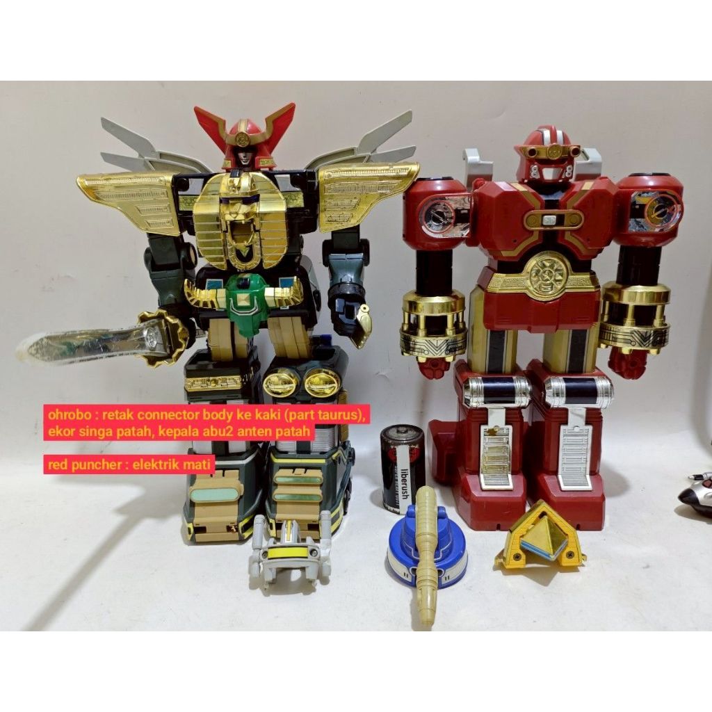 Set vintage bandai DX red puncher ohranger robo chouriki sentai ohranger grafiton vulcan cannon head