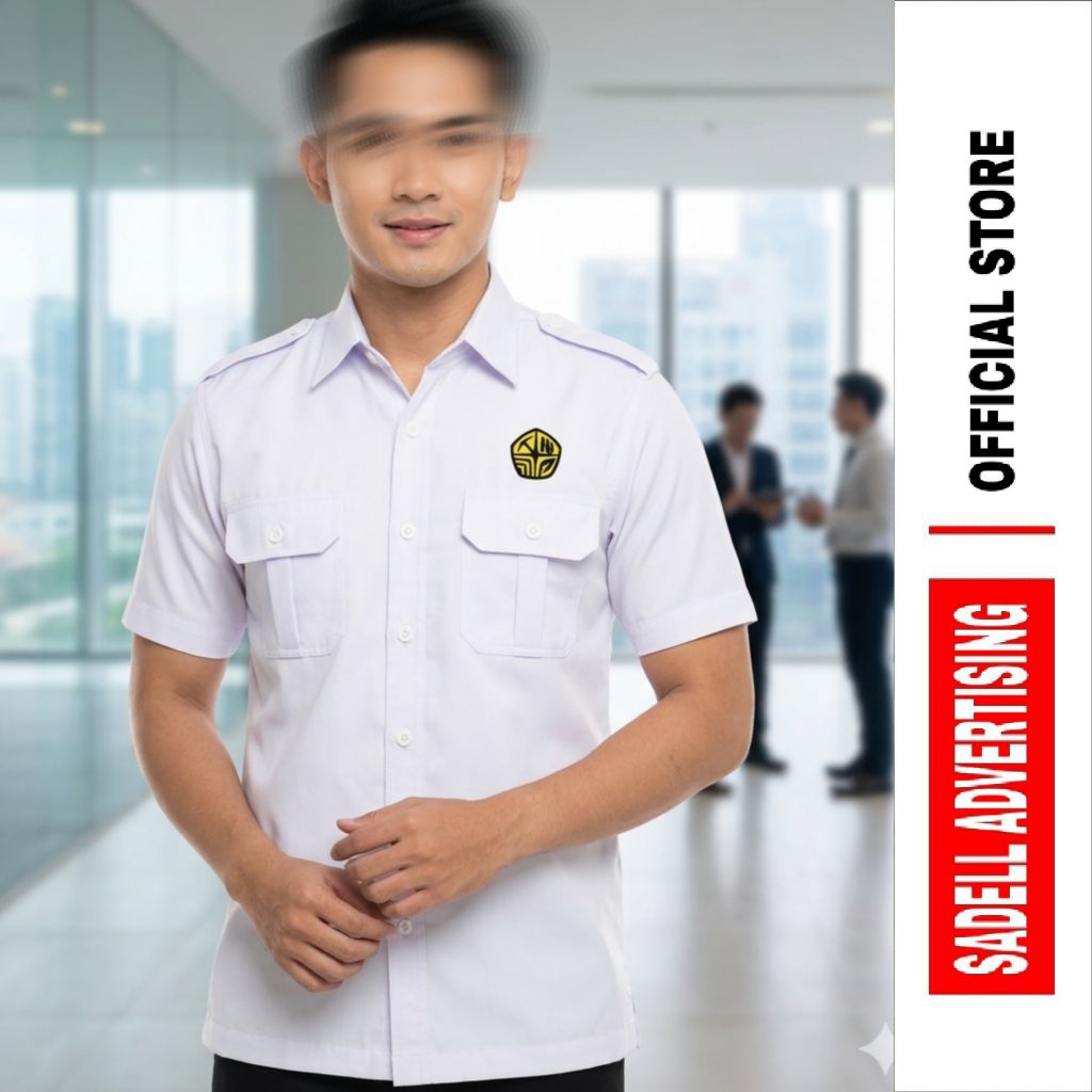 ESDM Kemeja ESDM Seragam ESDM Baju Kementerian ESDM Putih PDH Lengan Pendek Pria Bordir