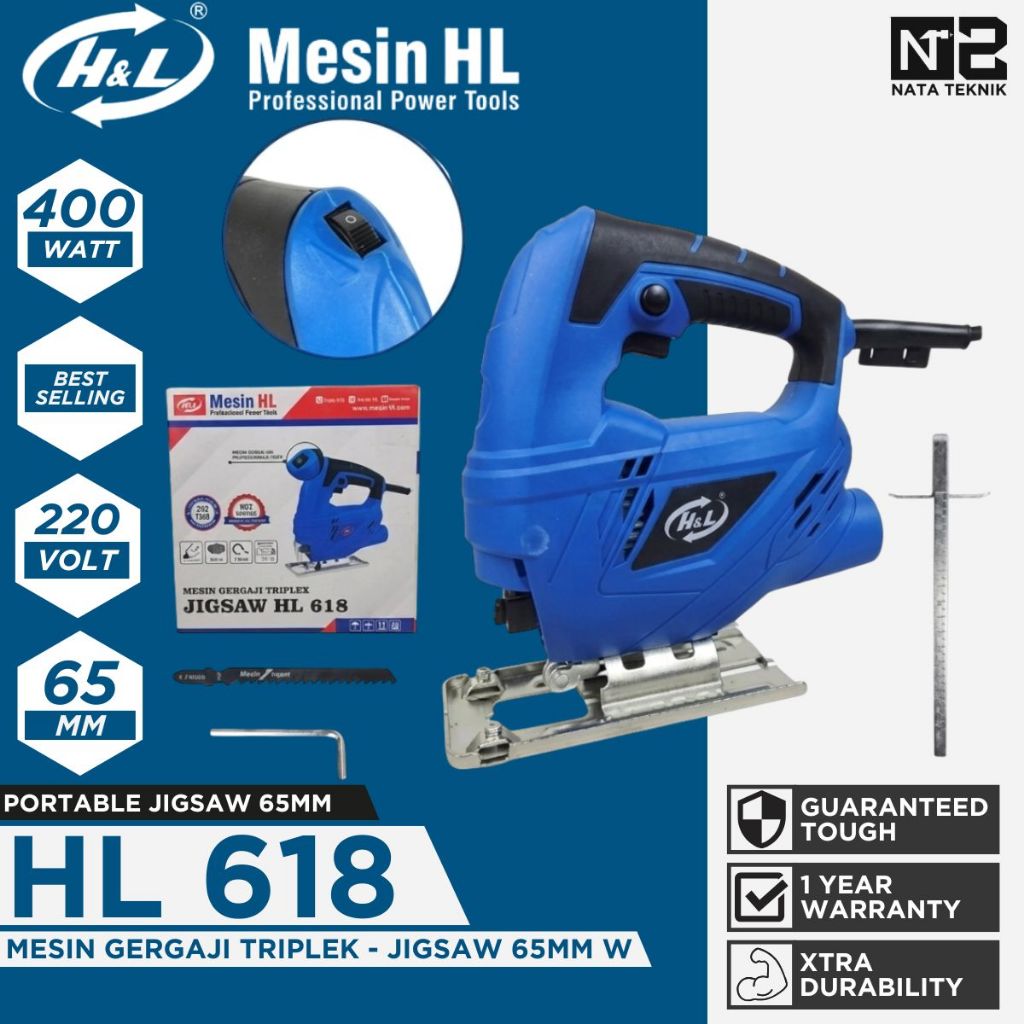HL 618 Portable Jigsaw - Mesin Gergaji Potong Triplek - Besi - Kayu 65mm Electric Jigsaw HL 618