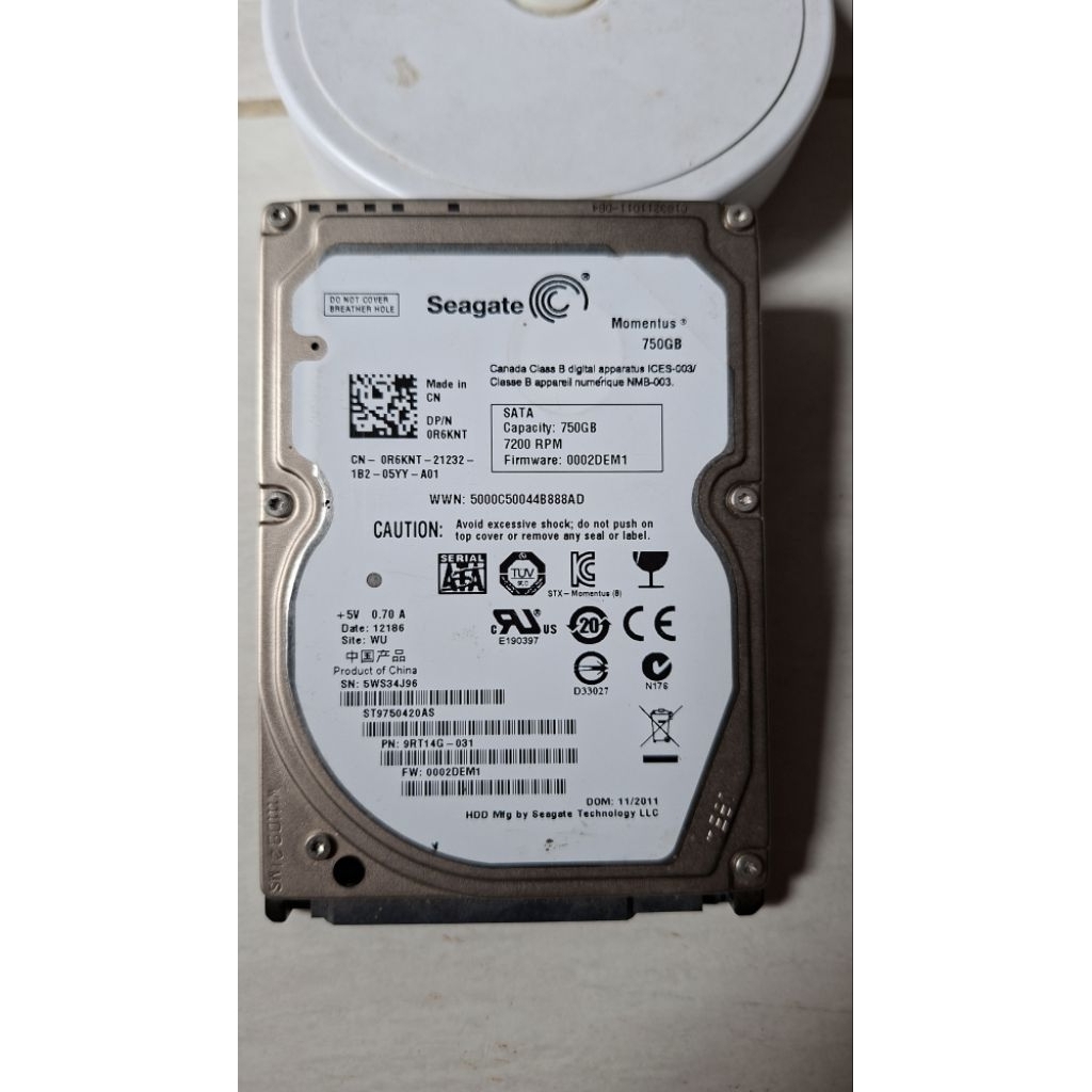 Harddisk 2,5 " Seagate Momentus 750 GB 7200 Rpm internal laptop