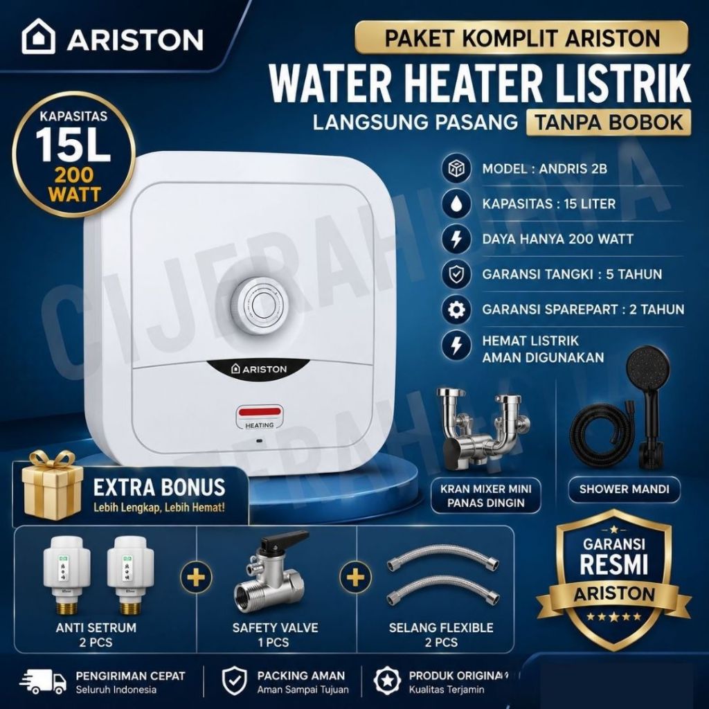 WATER HEATER LISTRIK ARISTON 15 LITER AN2B / PEMANAS AIR LISTRIK ARISTON LOW WATT