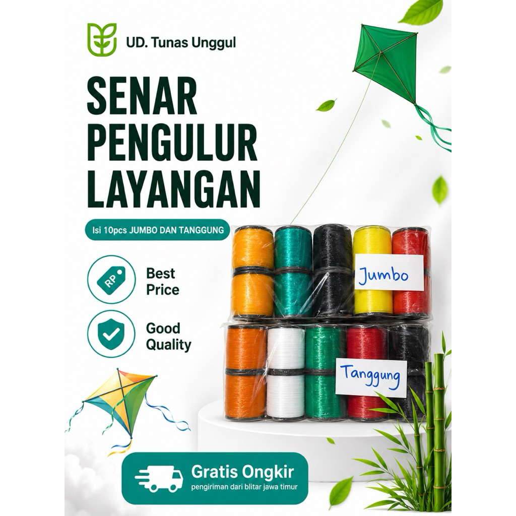 SENAR PENGULUR LAYANGAN isi 10 tidak tajam-senar nilon klosan gajah/kenur merlin/kenur layangan
