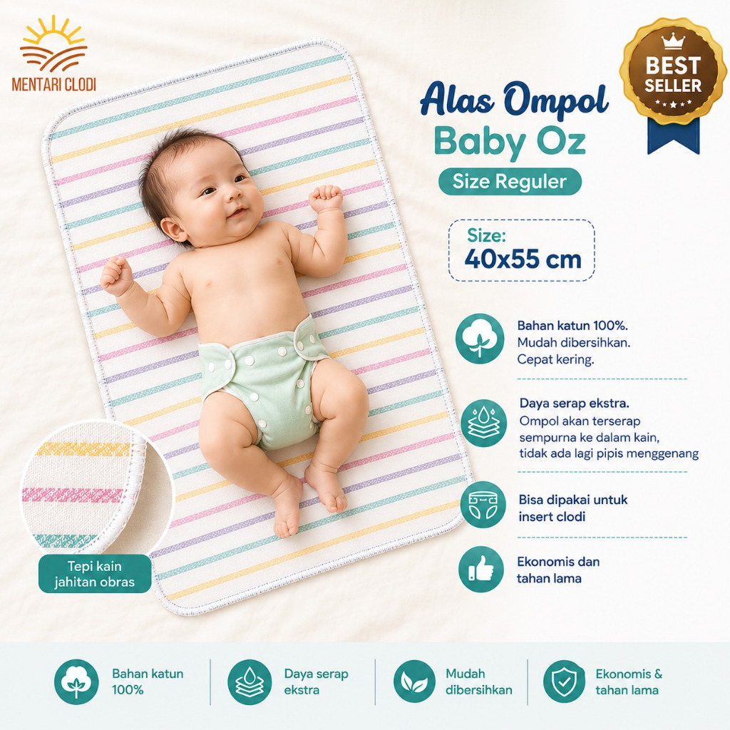 ORIGINAL Alas Ompol Baby Oz Garis / Popok Lurik Pipis Bayi Katun Tebal Kualitas Premium