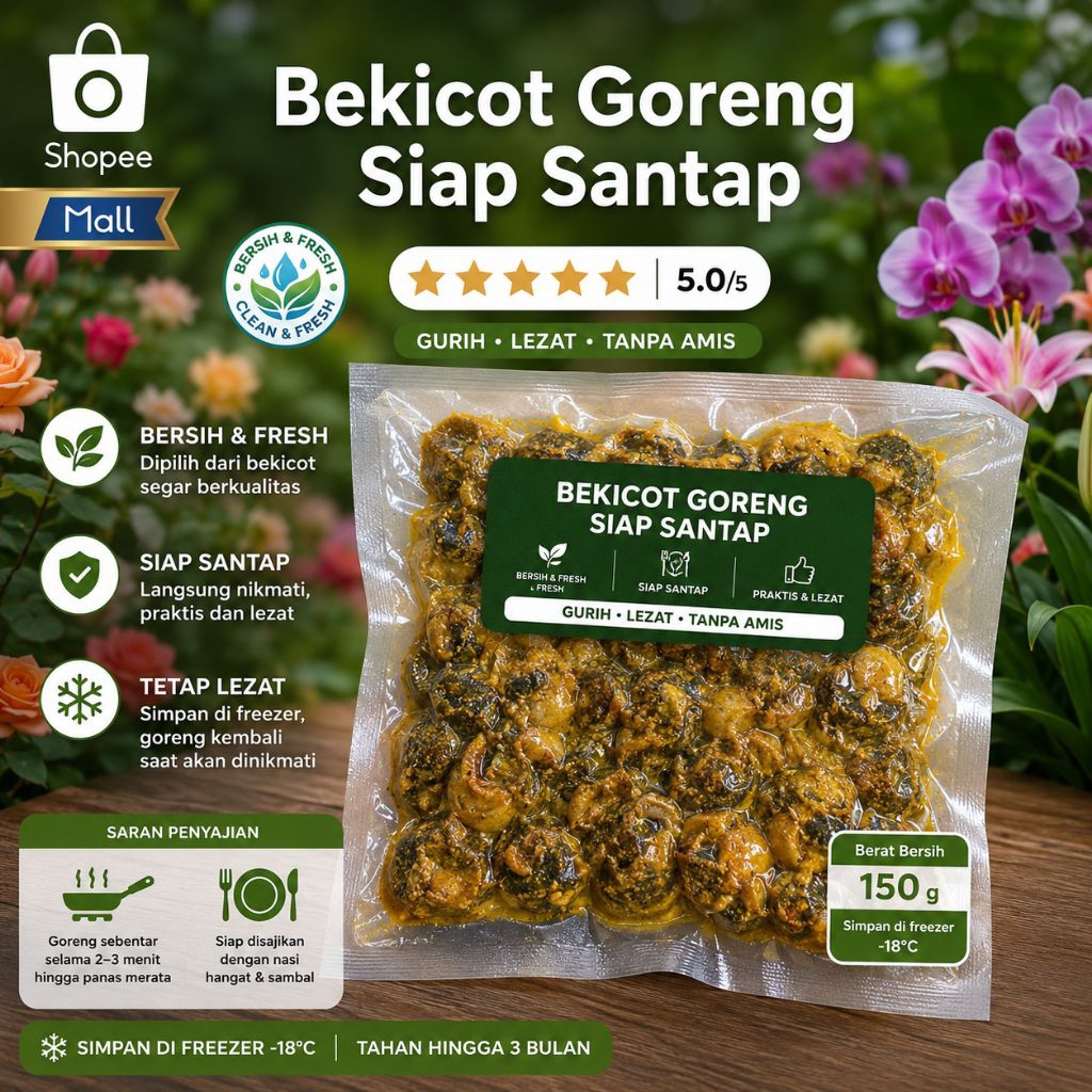 Bekicot Goreng Siap Santap Bumbu Rempah Gurih Praktis Tinggal Olah | Rica Rica Bekicot | Sate Bekico