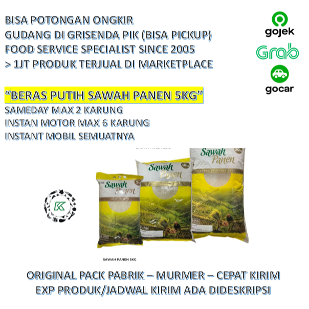 Beras 5kg Sawah Panen Wilmar Putih Premium 5 kg
