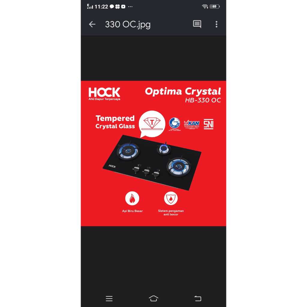 BATAM HOCK HB330 KOMPOR KACA TANAM 2 TUNGKU