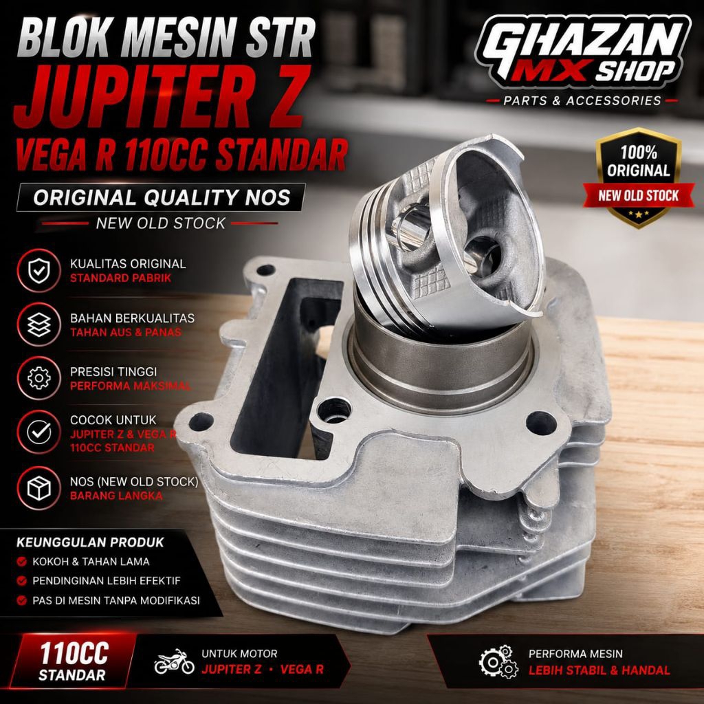 Blok Mesin STR Jupiter Z / Vega R 110cc Standar Original Quality NOS - Bahan Bore Up