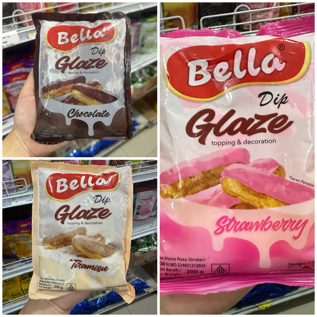 BELLA Dip Glaze Selai Roti Rasa Tiramisu/Strawberry/Coklat 200gram