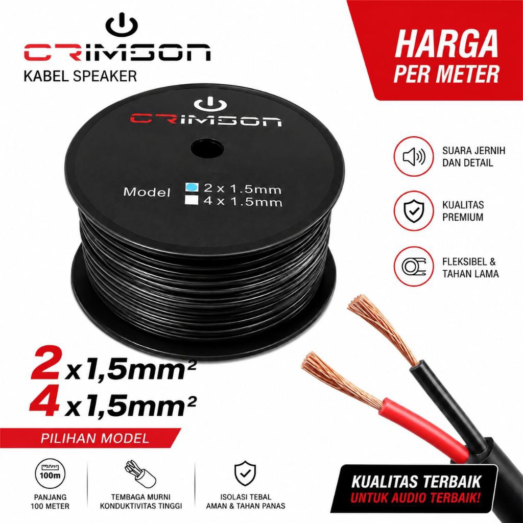 Kabel Speaker Audio Meteran Crimson 2 x 1,5mm