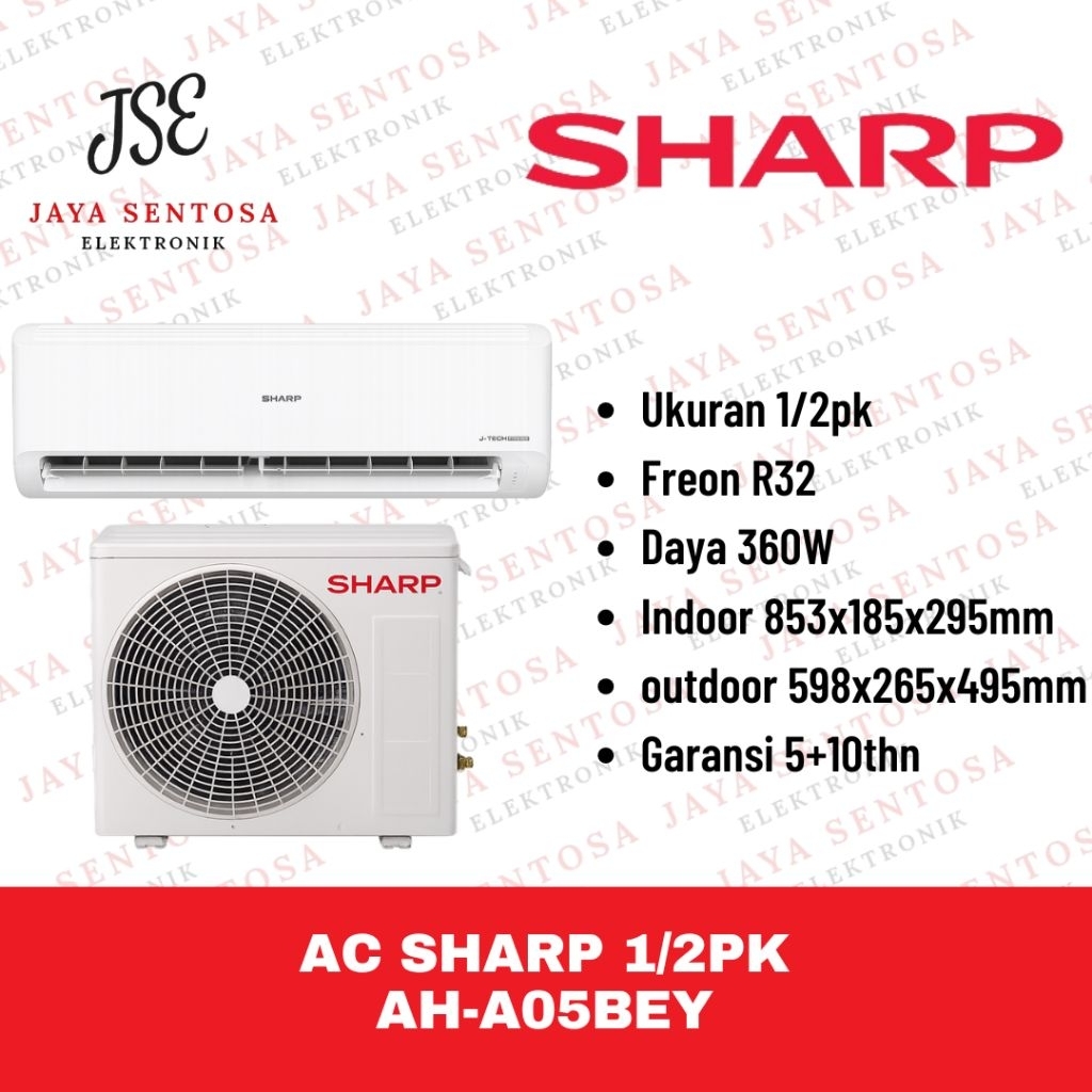 AC Sharp 1/2 PK AHA05BEY Low Watt R32 – Dingin Cepat Hemat Listrik AC Sharp 0.5PK Terbaru