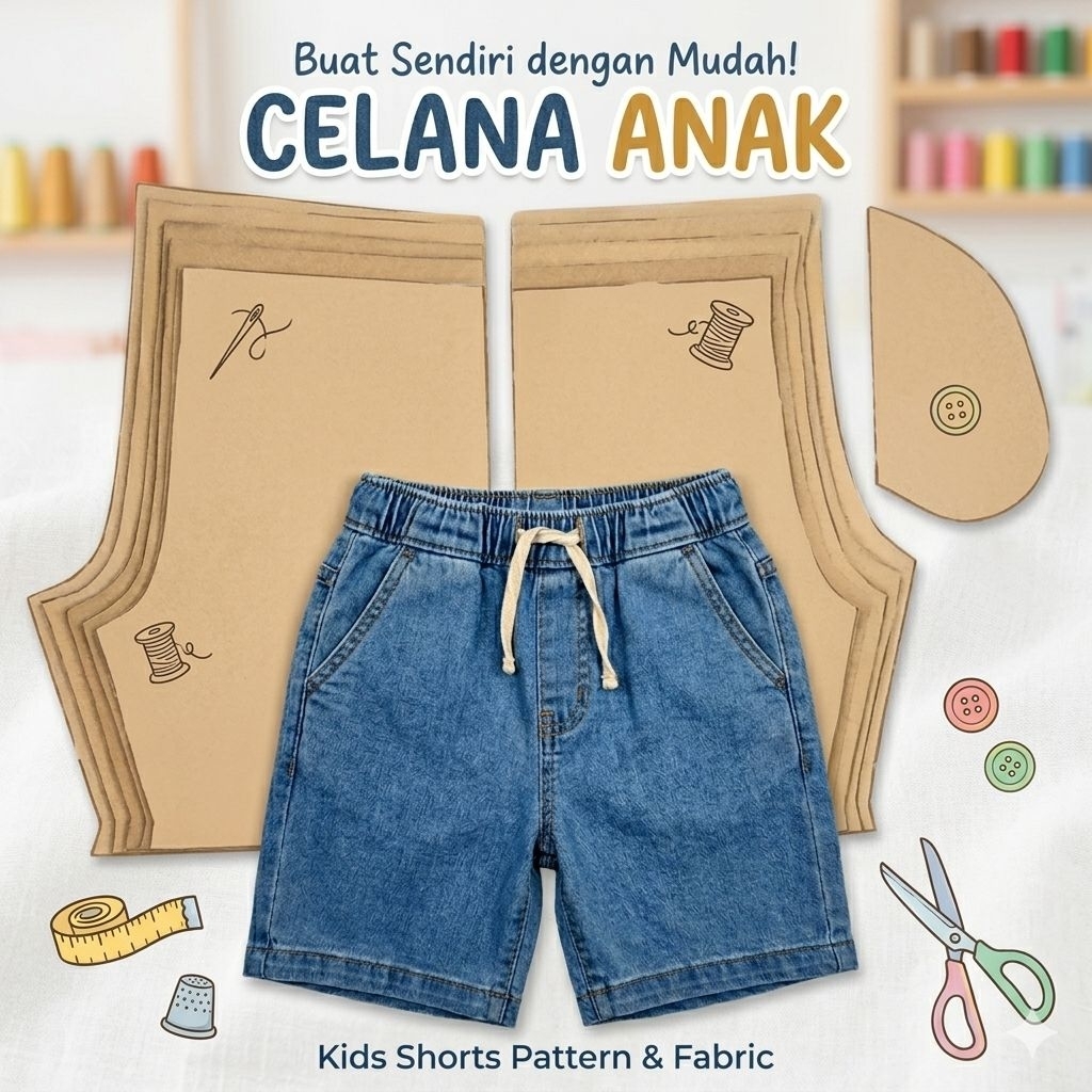 Pola Celana Anak Pendek Siap Print Full Size