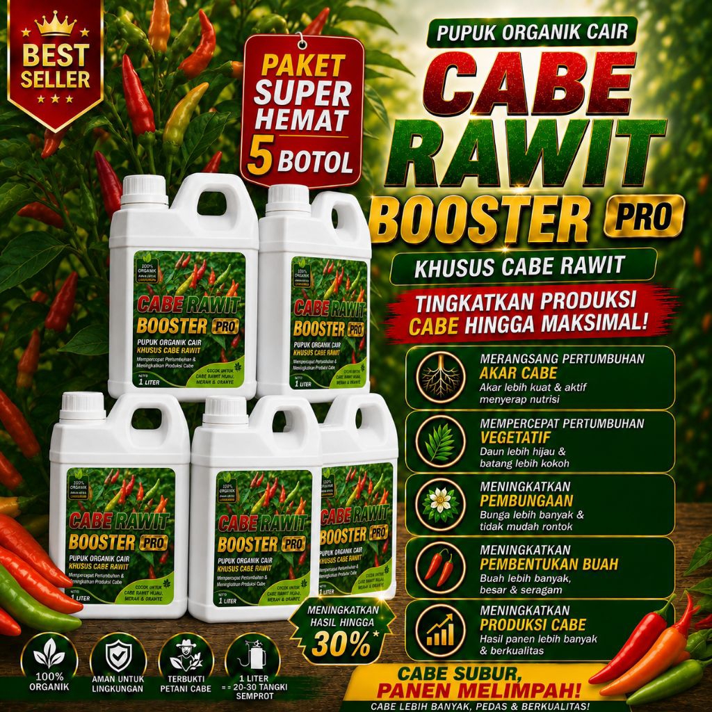 BOOSTER CABE RAWIT 5 Liter - Pupuk Organik Cair dan ZPT Khusus Tanaman Cabe Rawit & Pelebat Buah Cab