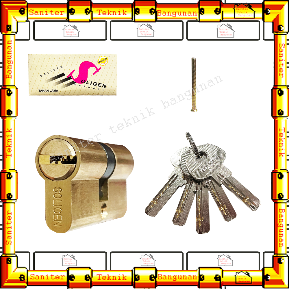 Silinder Kunci Kuningan Besar Komputer Key Soligen / Kunci Pengaman Pintu Rumah / Cylinder Kunci