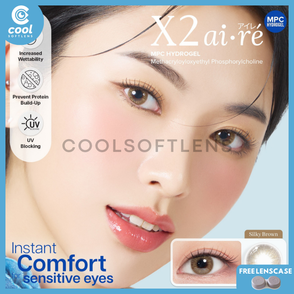 Softlens X2 AIRE SILKY SERIES MPC 14,5 MM G.DIA 13,5MM Normal & Minus (-0,50 S/D -10,00) By X2 / Sof
