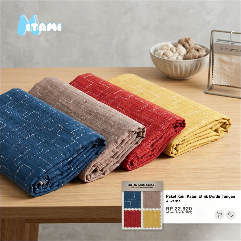 MITAMI Kain Katun Paris Motif Etnik Bordir Jait Tangan