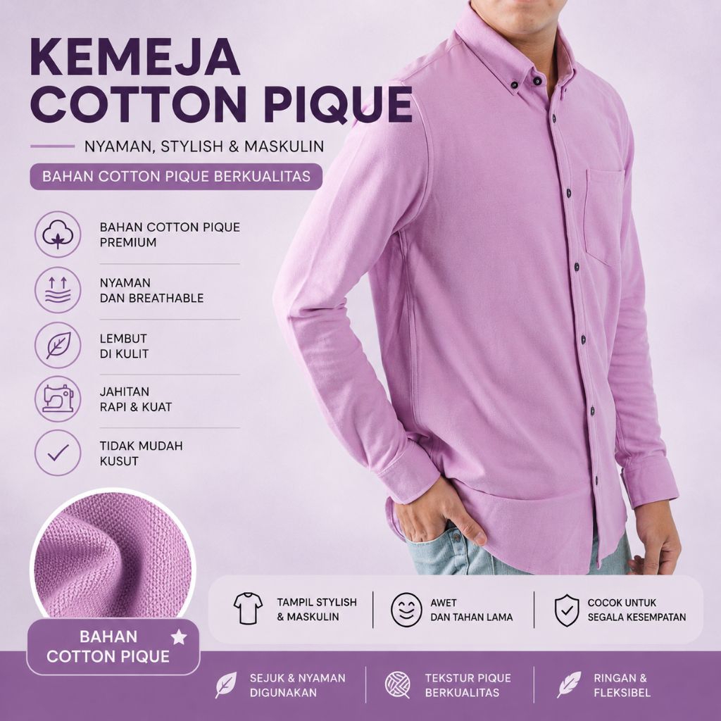SEROTONIN ID | LILAC - Kemeja Lengan Panjang Pria Dewasa | Kemeja Pria Formal | Kemeja Pria Casual |