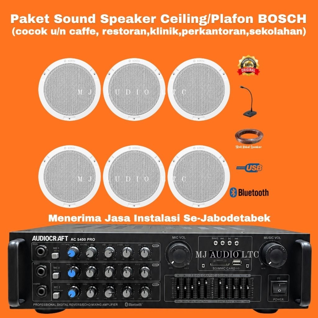 Paket Speaker Ceiling Indoor BOSCH/Paket Speaker Ceiling Plafon BOSCH ( 6 Speaker )