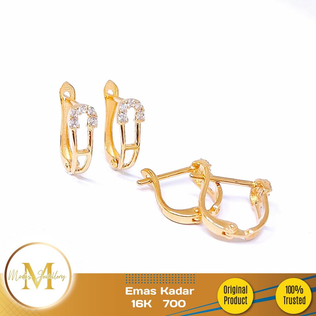 MODIS JEWELLERY - Anting Jepit Peniti Kuning - Emas 16k 700