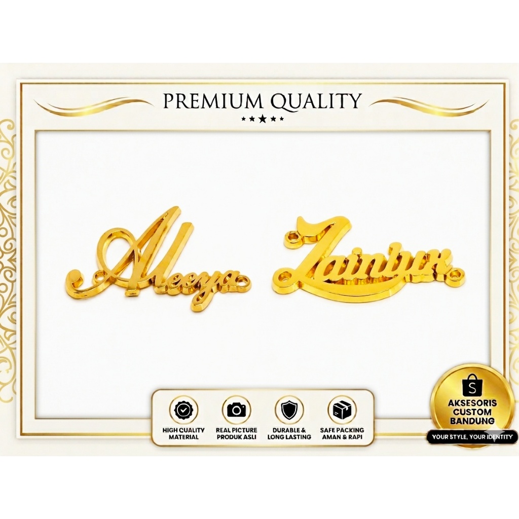 Label Plat Hijab Bahan Alloy Premium Custom
