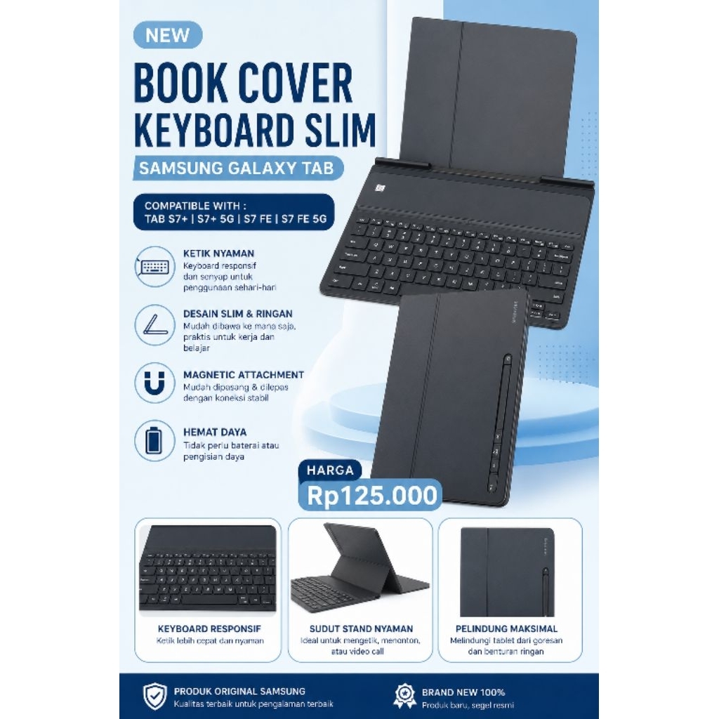 Book Cover Keyboard Galaxy Tab S7+
